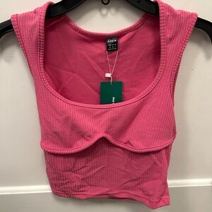 SHEIN Pink Ribbed Crop Top